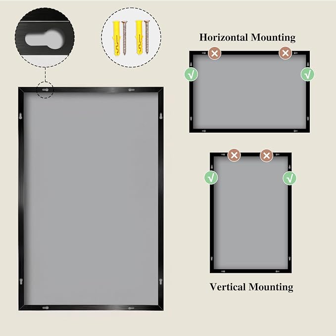 Koonmi Black Mirrors for Wall, 30x55 Inch Bathroom Mirror, Rectangular Wall - Image 8