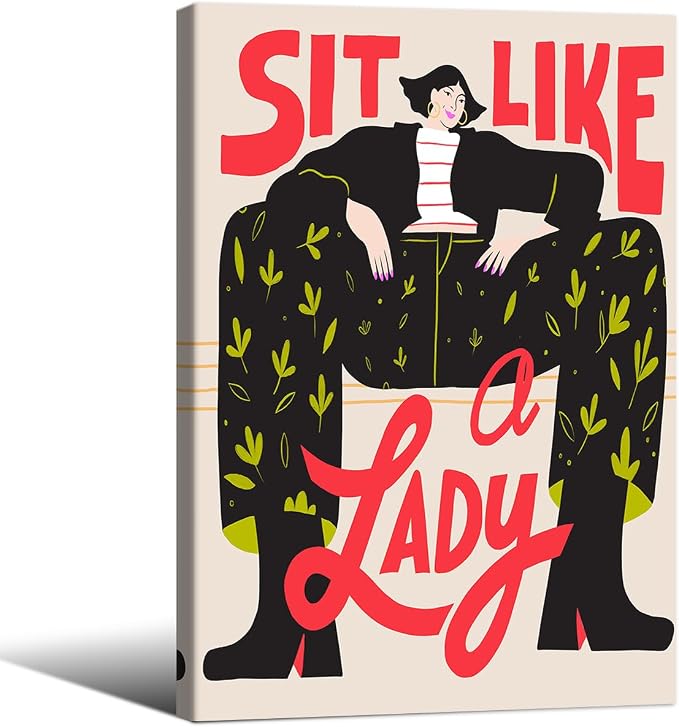 Funky Feminist Wall Art Vintage Trendy Equal Rights Canvas Poster 24x36 inch by Medpol