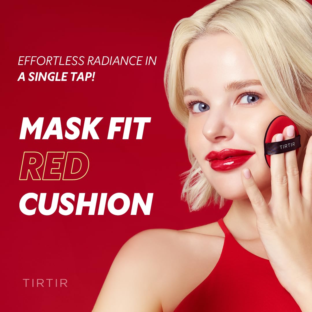[*Mini Size*] TIRTIR Mask Fit Red Cushion Foundation | Full coverage, Weightless, Skin fit, Satin Glow Finish, Korean Makeup, beauty, Tattoo cover up, Buildable (#17W French Vanilla, 0.15 Fl Oz)