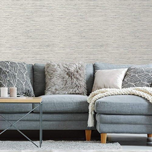 RoomMates Gray Faux Grasscloth Non-Textured Peel and Stick Wallpaper - Image 2