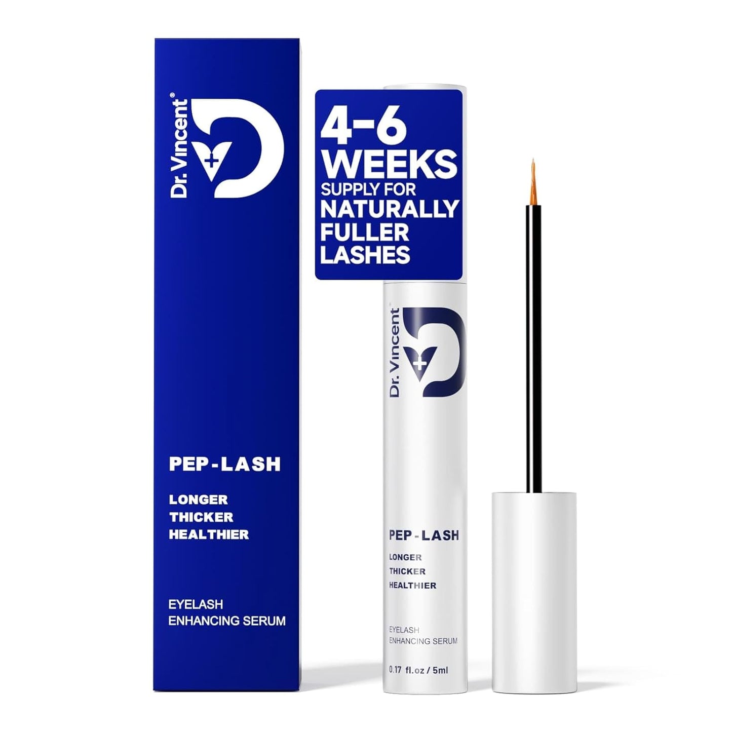 Lash Serum for Eyelash Growth - Eyelash Growth Serum Advanced Peptide Formula with 2.3× Absorption for Fuller, Thicker & Longer Lashes - Vegan & Cruelty-Free, Clinically Tested - 5ml
