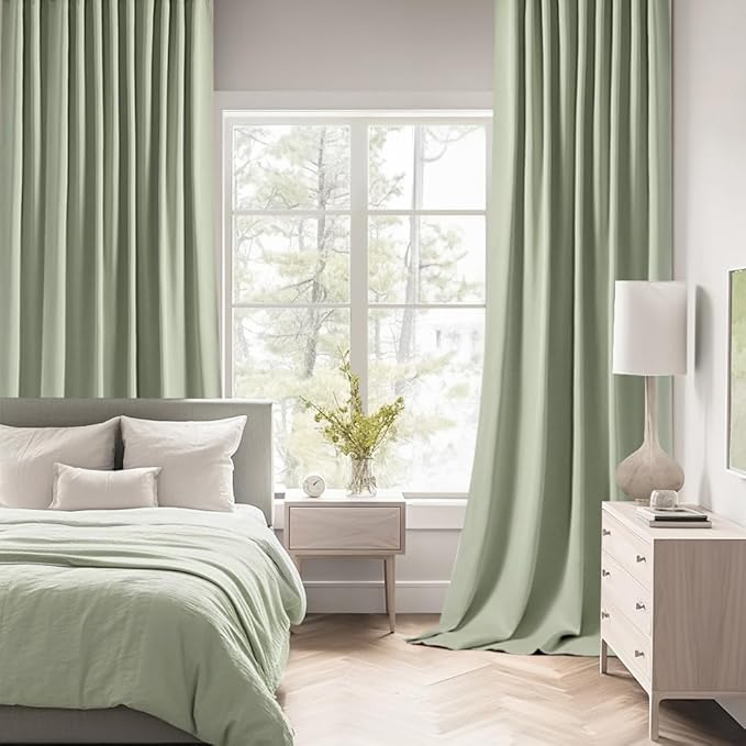 MIULEE Sage Green Back Tab Blackout Curtains 72 Inch Length 2 Panels Set - Image 2