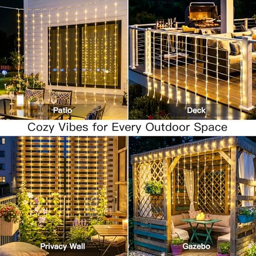 suddus Solar Tangle-Free Curtain Lights, 200 LED Hanging Lights - Image 4