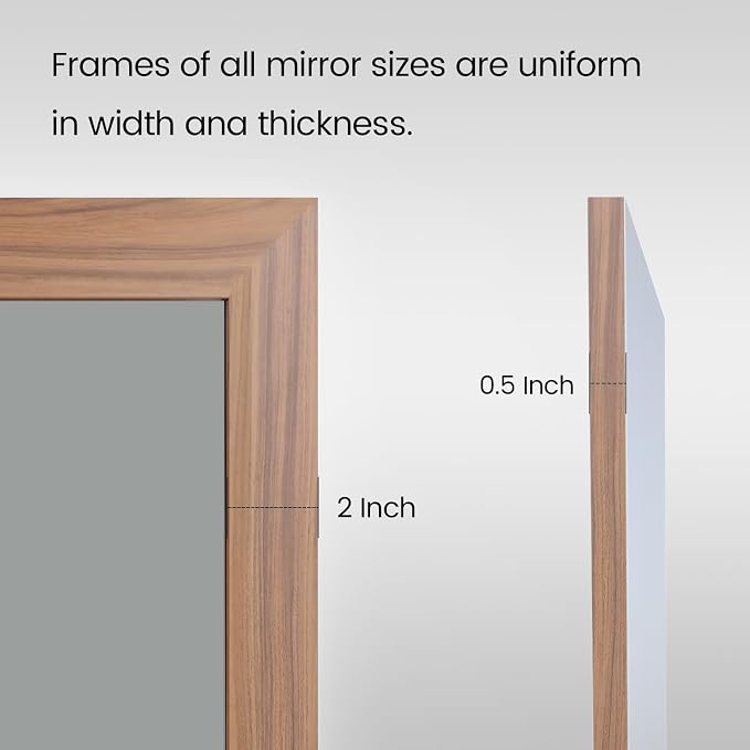 Amorho Bathroom Mirror, 48 X36 Inch Wall Mirror, Walnut Wood Grain Metal Framed - Image 3