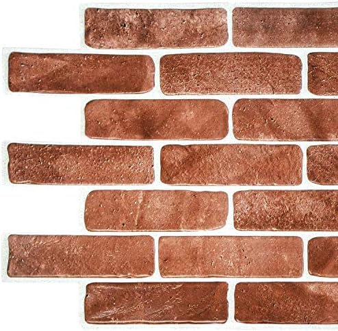 Dundee Deco PG7064 Vintage Brown Faux Brick, 3.4 ft x 1.6 ft, PVC 3D Wall Panel by DundeeDeco