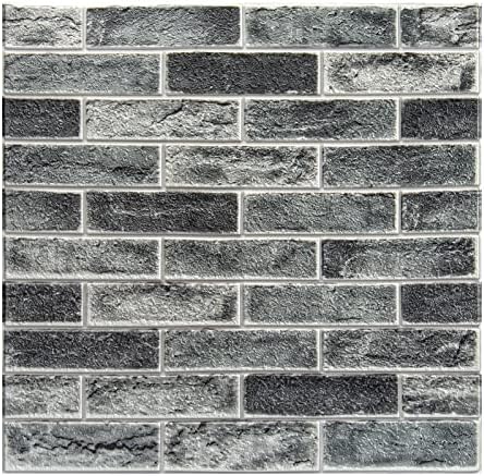 Art3d 10-Pack Durable Faux Brick Peel and Stick 3D Wall Panels, Stone Ash by Art3d