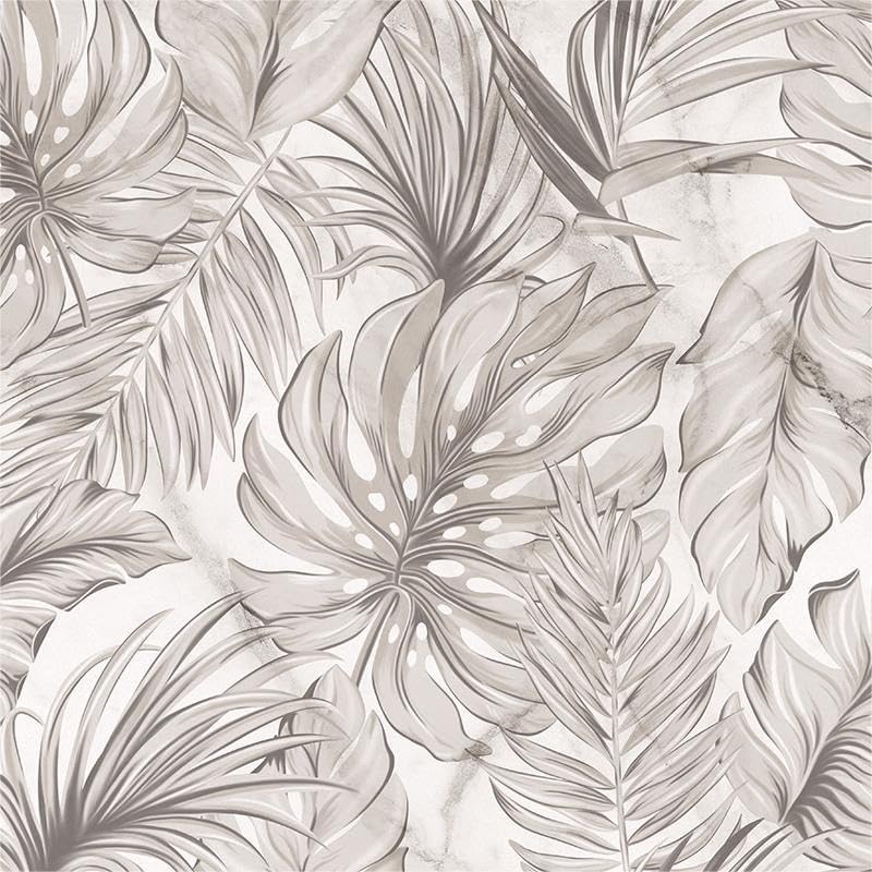 Boho Sand Monstera Leaf Abstract Plants Modern Peel and Stick Wallpaper Wall by VistaPalette