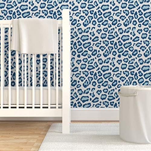 Spoonflower Leopard Skin Blue Peel and Stick Removable Wallpaper - Image 6