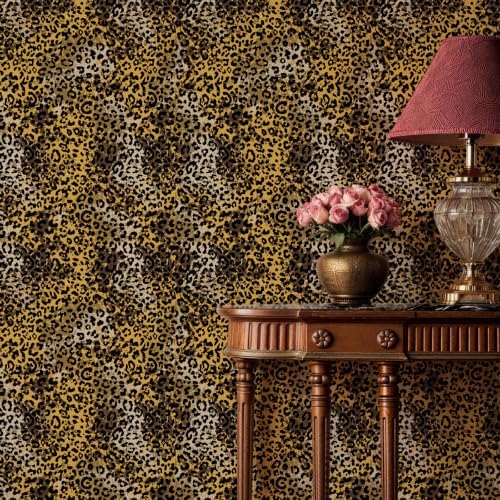 JiffDiff Black Gold Leopard Print Peel and Stick Wallpaper, 17.3" x 120" - Image 5