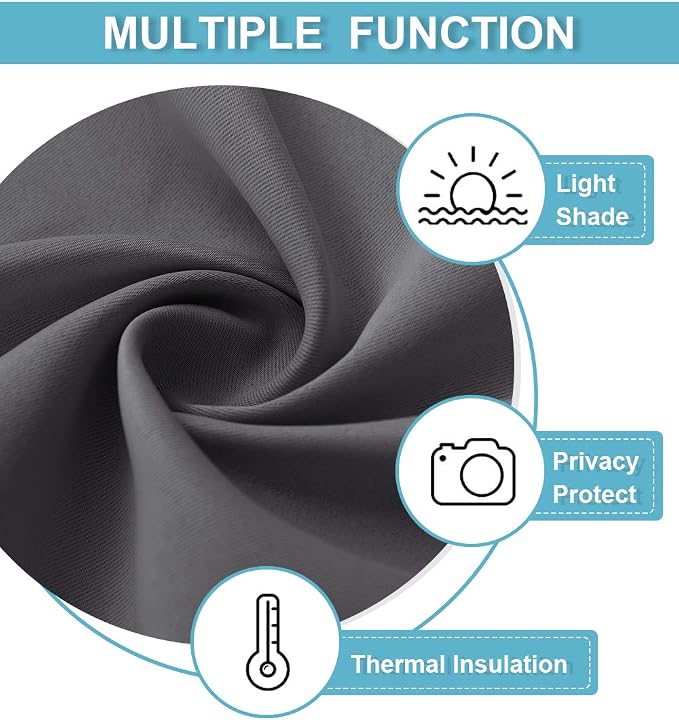 RYB HOME Blackout Curtains for Kitchen, Room Darkening Half Window Treatment - Image 7