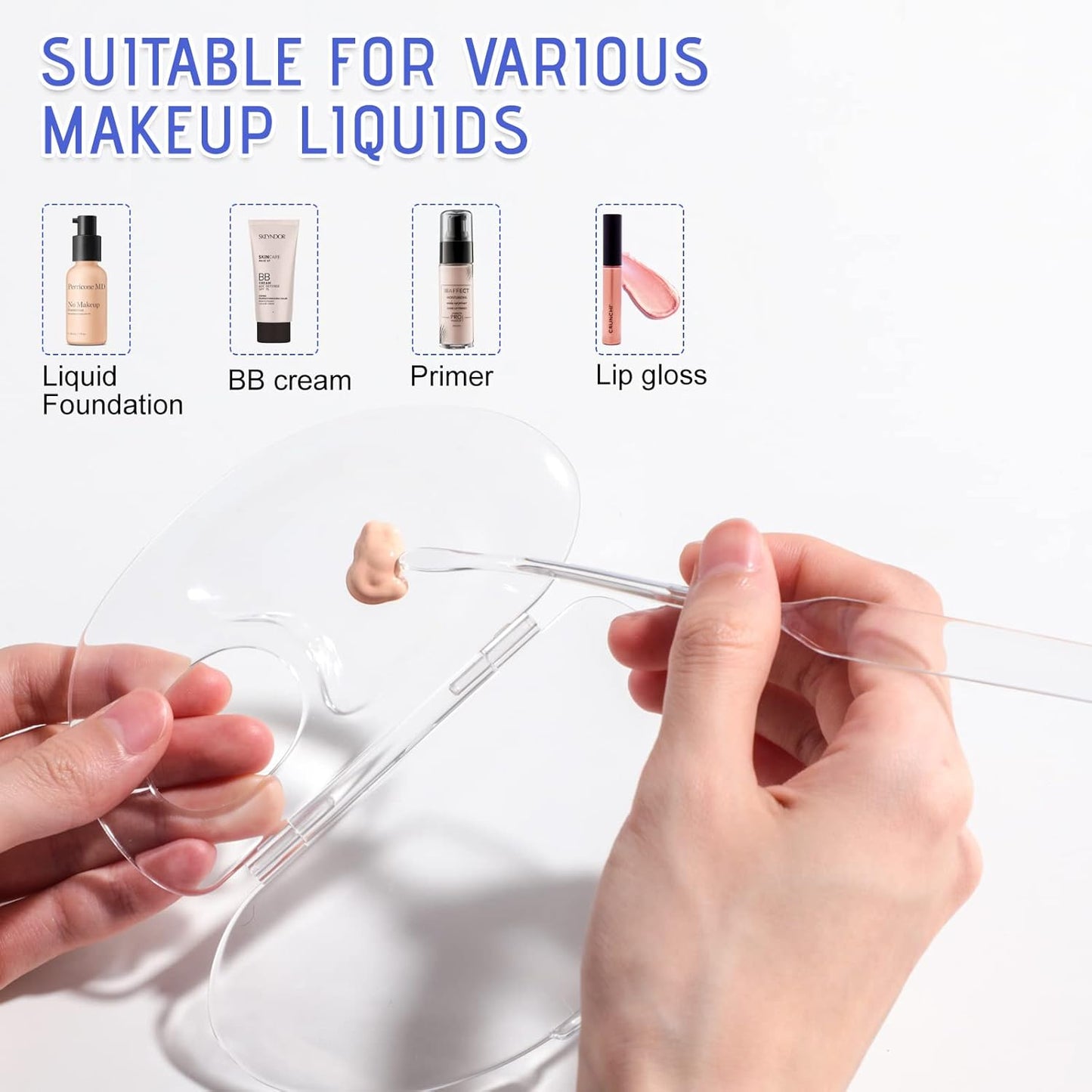 BS-MALL Makeup Mixing Palette Acrylic Mixing Tray with Spatula Artist Tool for Mixing Cosmetic/Nail Polish/Pigment Blending