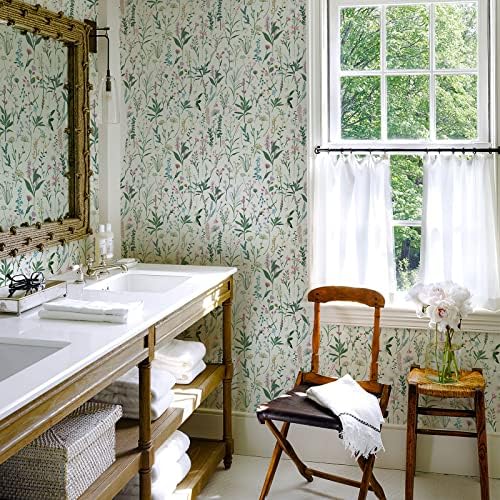 JiffDiff 17.3'' x 393.7" Floral Peel and Stick Wallpaper Vinyl Wallpaper Flower - Image 4