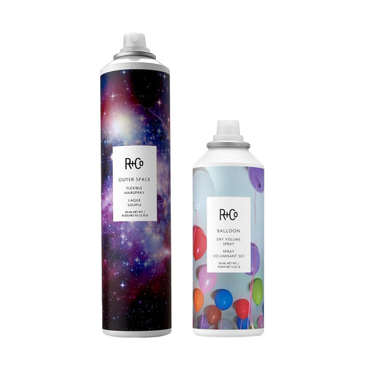 R+Co Hair Spray Set for Volume and Hold | Outer Space & Balloon Hairsprays | Instant Volume and Texture | Lightweight For Long Lasting Hairstyles | Vegan + Cruelty-Free | 9.5 oz + 5 oz (Pack of 2)
