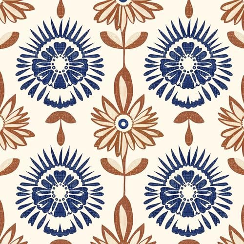 BOKEBEVE Super Long Floral Contact Paper Boho Beige Brown 17.5 x 787In by BOKEBEVE