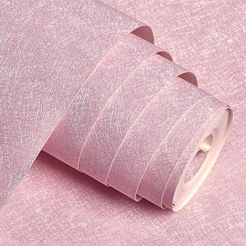 MelunMer Pink Silk Wallpaper Peel and Stick Removable Textured 15.7"x393" - Image 2