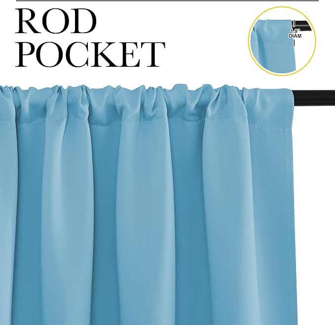 NICETOWN Kitchen Curtains, Short Blackout Drapes, Teal Blue, Thermal Insulated - Image 2