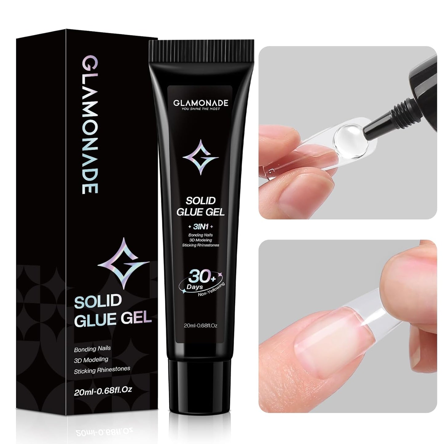 Soft Solid Nail Glue Gel: Clear Nail Gel for Press on Fake Nails Tips 20g for UV Cure Light Acrylic Builder Adhesive Gel Extension Strong Supplies