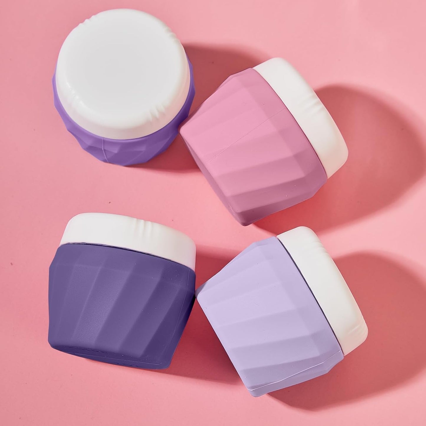 Travel Containers for Toiletries, Premium Silicone Cosmetic Cream Jars, TSA Approved Leak-Proof Refillable Travel Size Toiletries with Clear Bag for Cosmetic Face Body Cream (Purple, 1OZ)