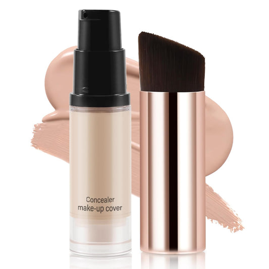 2pcs Liquid Concealer Set with Brush,Full Cover,Concealer Wand with Matte Finish,Corrects，Covers，Long Wear Up to 24hr