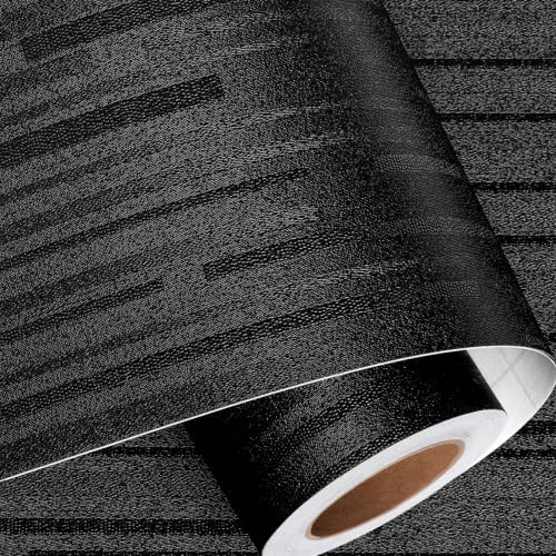 Luxury Black Wallpaper Peel and Stick Black Vinyl Wrap 15.8x317 - Image 4