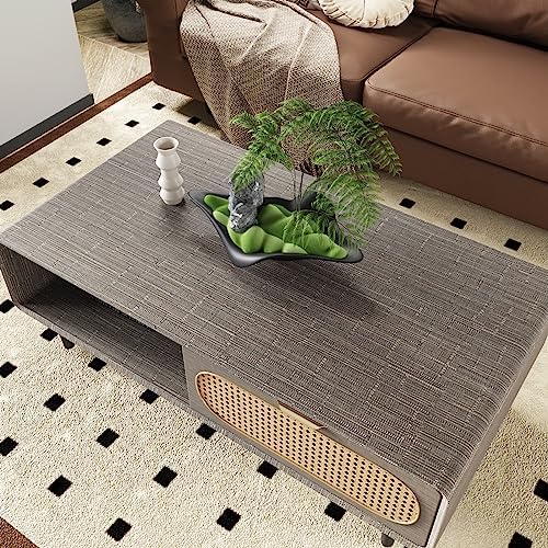 CRE8TIVE 12"x354" Taupe Brown Grasscloth Wallpaper Peel and Stick Linen Contact - Image 6