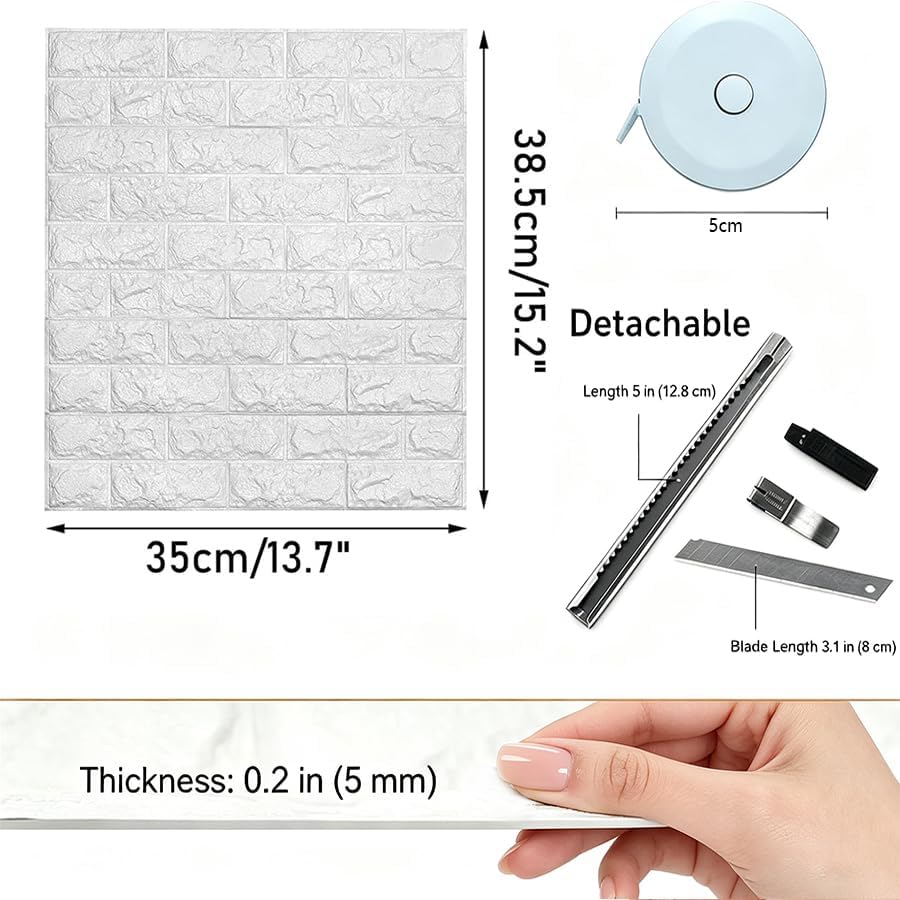 10PCS 3D Wall Panels, 3D Brick Foam Peel & Stick - Image 2