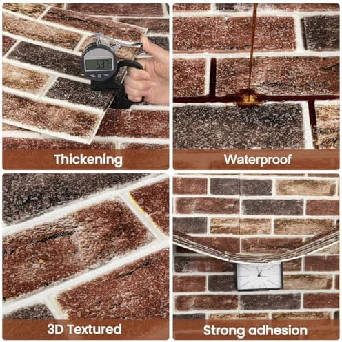 3D Red Brick Wall Panels Peel and Stick - Image 7
