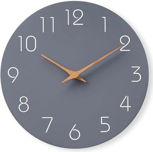 Mosewa Wall Clock 14 Inch Gray Battery Operated Silent Non Ticking Simple by MOSEWAWALLCLOCK