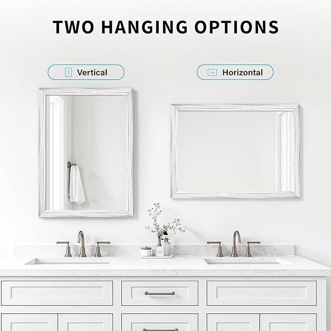 White Wood Effect Framed Wall Mirror, 16x20 Rectangle Mirror, Anti-desilvering - Image 7