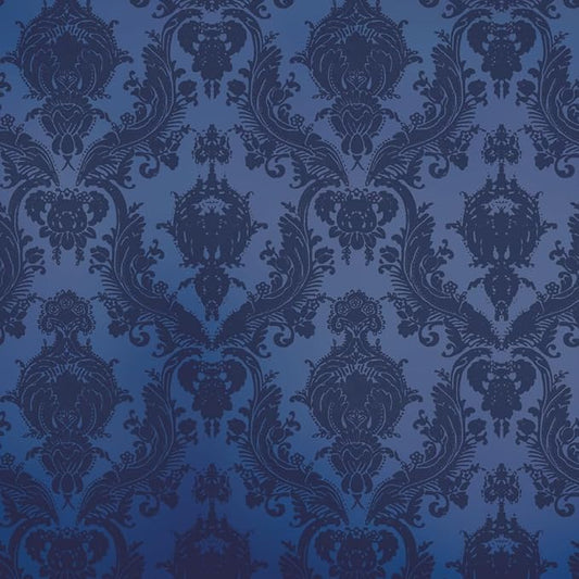 Tempaper Textured Metallic Blue Damsel Removable Peel and Stick Damask Wallpaper by TempaperCo