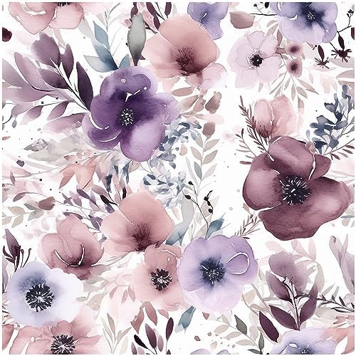 HAOKHOME Floral Peel and Stick Wallpaper Purple Mauve Pink Girls Bedroom by HAOKHOME