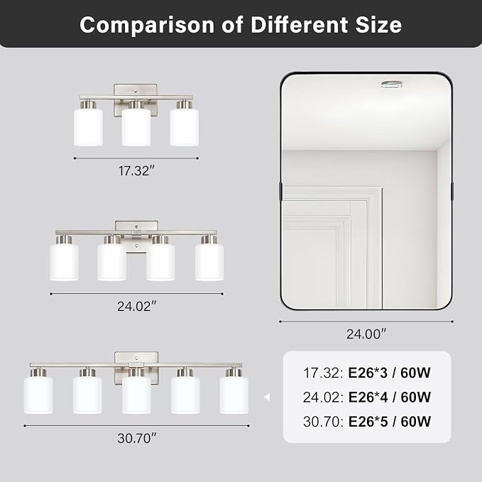 FonmYim Brushed Nickel Bathroom Light Fixtures, 5-Light Modern Vanity Light - Image 6