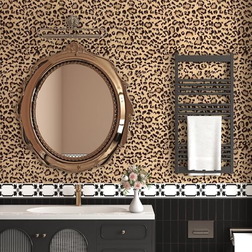 Leopard Peel and Stick Wallpaper Cheetah Contact Paper Brown 17.3''×78.8'' - Image 4
