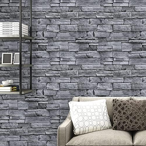 Brick Wallpaper Peel and Stick Wallpaper Grey Faux Stone Rock Wall paper - Image 2