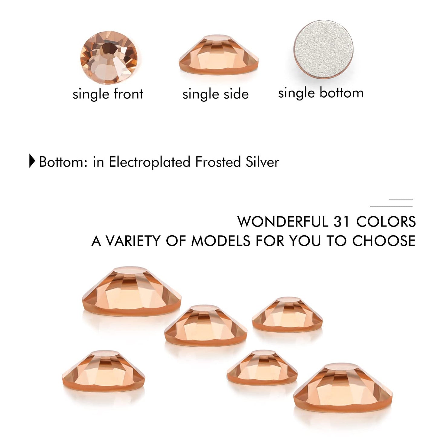 1440Pcs Champagne Crystal Rhinestones,Glass Flatback Rhinestones Gemstones for Nail Face Makeup Art Crafts Clothes Decoration -(SS3,1.4mm,Champagne)