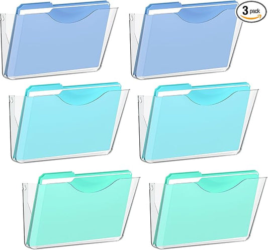 SUPEASY Clear Acrylic Wall File Organizer, One-Piece Wall Mount File Holder by SUPEASY
