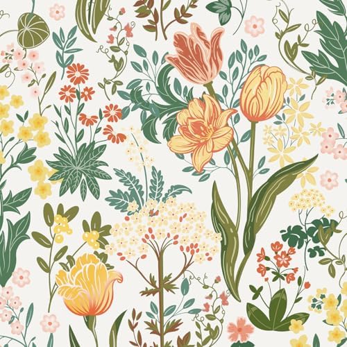 Floral Wallpaper Colorful Flower Botanical Contact Paper17.3in393in by VisitTheLativo