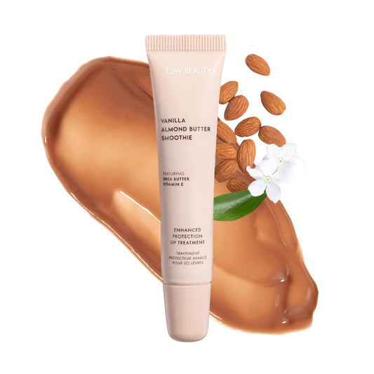 ESW Beauty Vanilla Almond Butter Lip Treatment - Light Caramel Brown Tint with Shea Butter, Vitamin E, Vanilla & Almond for Enhanced Protection & Skin Barrier Support