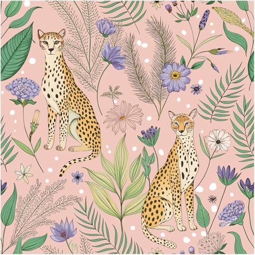 Floralplus Wallpaper Peel and Stick Pink Leopard Wallpaper Floral Removable by Floralplus