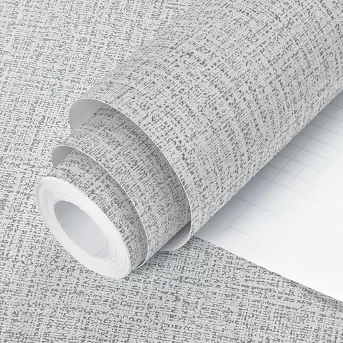 Grey Grasscloth Peel and Stick Wallpaper Fabric Paper 17.7in x 118in by lenify