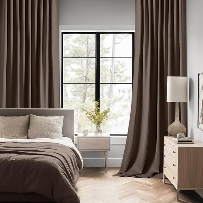 MIULEE Chocolate Brown Back Tab Blackout Curtains 63 Inch Length 2 Panels Set - Image 2