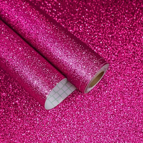 Hot Pink Glitter Wallpaper Self Adhesive Sparkle Pink Contact Paper by EaseStick