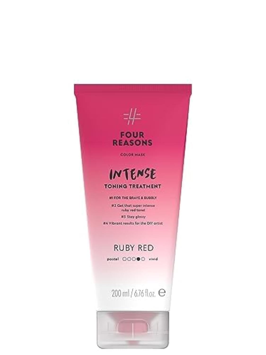 FOUR REASONS Color Mask INTENSE- Ruby Red, 6.76 fl oz - Semi Permanent Hair Dye for Lightened and Colored Hair, 100% Vegan Conditioner - Intensive Toning Treatment with 27 Colors - Cruelty Free