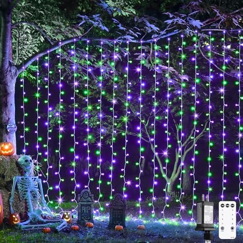 JMEXSUSS 300LED Purple & Green Curtain Lights by JMEXSUSS