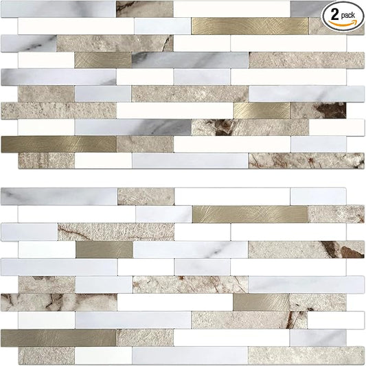 AULIGET 2 Sheets Faux Stone Peel and Stick Backsplash by AULIGET