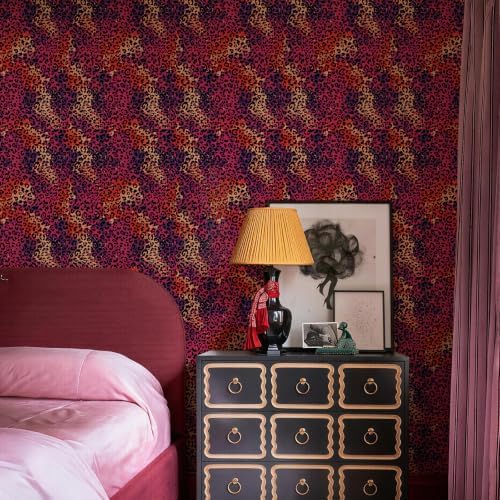 JiffDiff Hot Pink Leopard Print Peel and Stick Wallpaper, 17.3" x 120" - Image 2