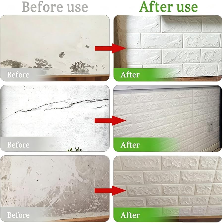 10PCS 3D Wall Panels, 3D Brick Foam Peel & Stick, Vintage red - Image 7