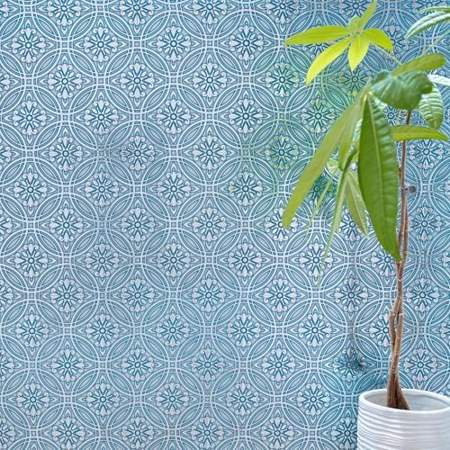 Main Street Peel and Stick Wallpaper Tiles, Teal Painted Silver - Image 2