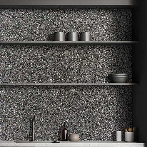 VEELIKE 15.7''x118'' Charcoal Holographic Glitter Wallpaper Stick and Peel - Image 6