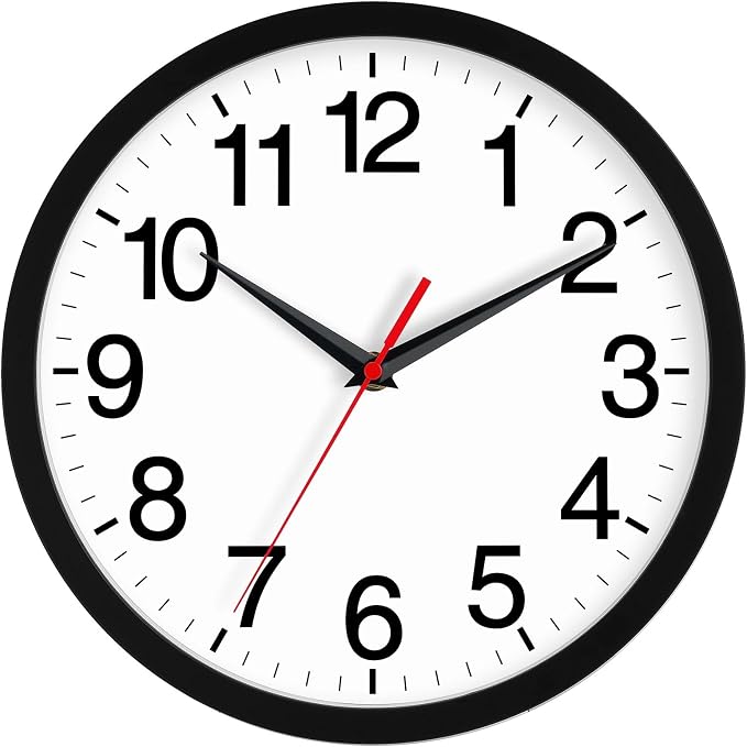Rohioue Wall Clock Modern 10 Inch Black Battery Operated Silent Non Ticking by RohioueWallClock